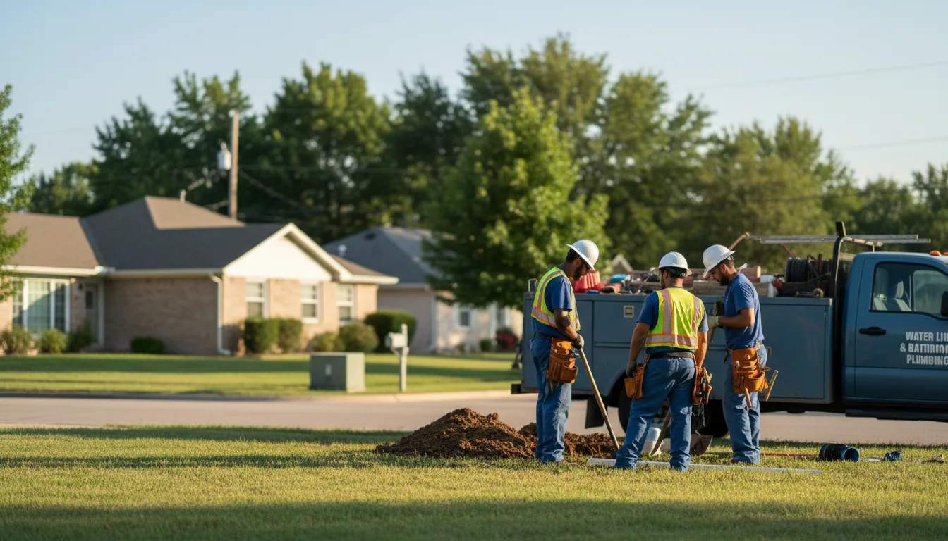 Residential water line and bathroom plumbing service in Braman, OK